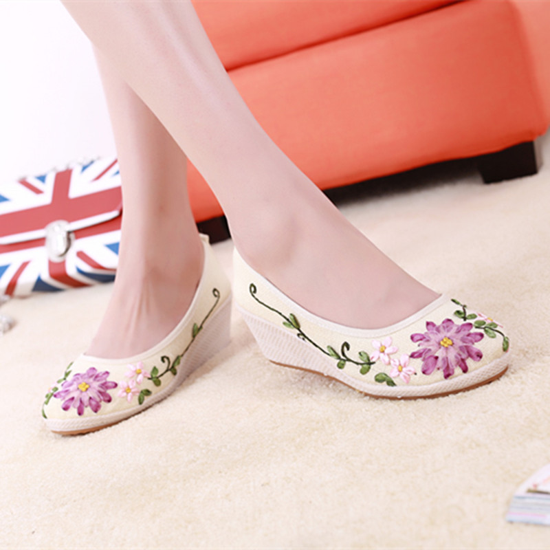 云梦集原创春秋新款女高跟鞋粗跟单鞋复古中国风民族风女单鞋