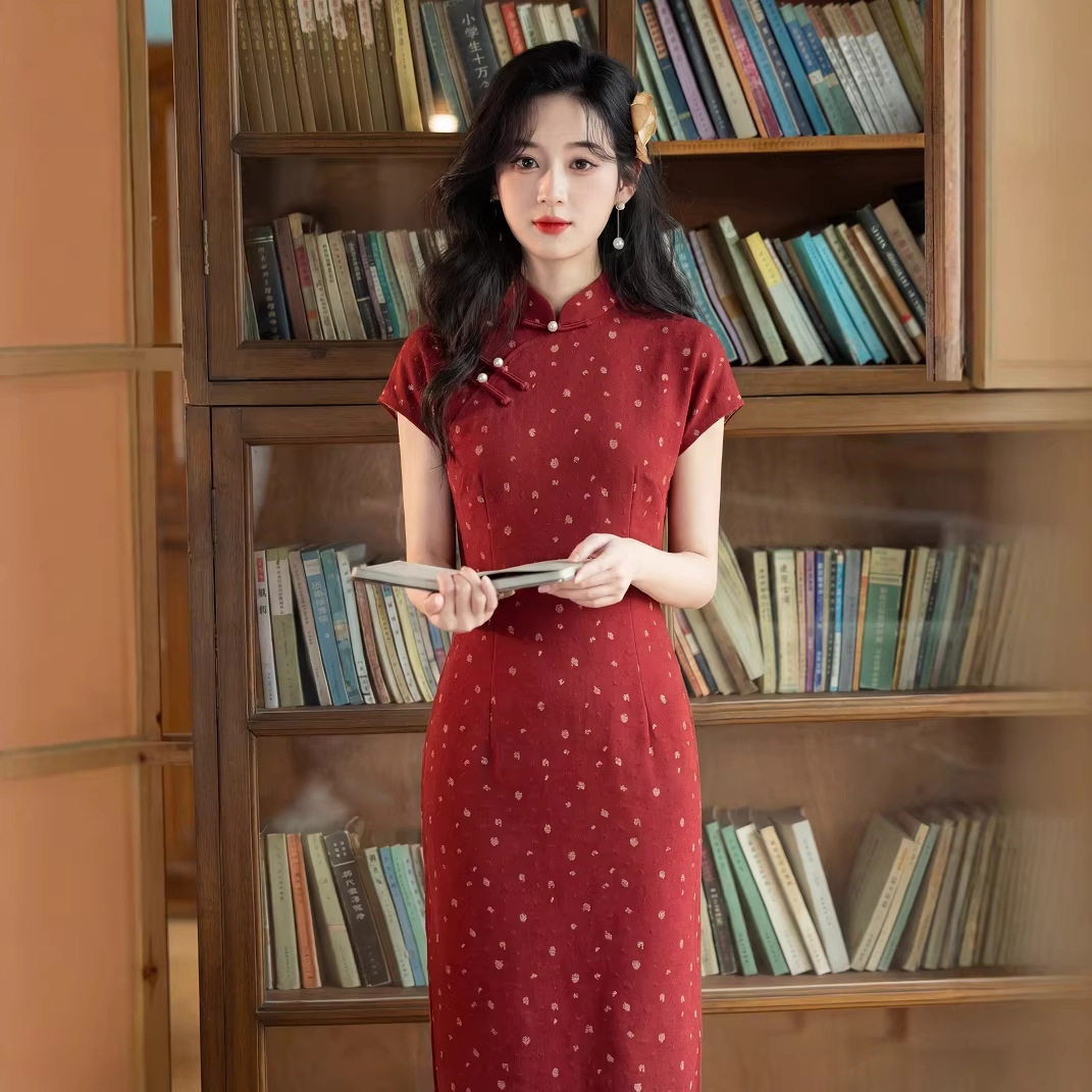织造局红色服旗袍2026新款订婚礼服小个子复古国风连衣裙日常