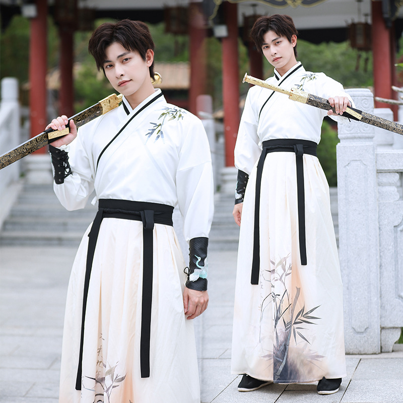 云梦集原创汉服男女情侣 中国风男款武侠套装 学生书生古装三件套