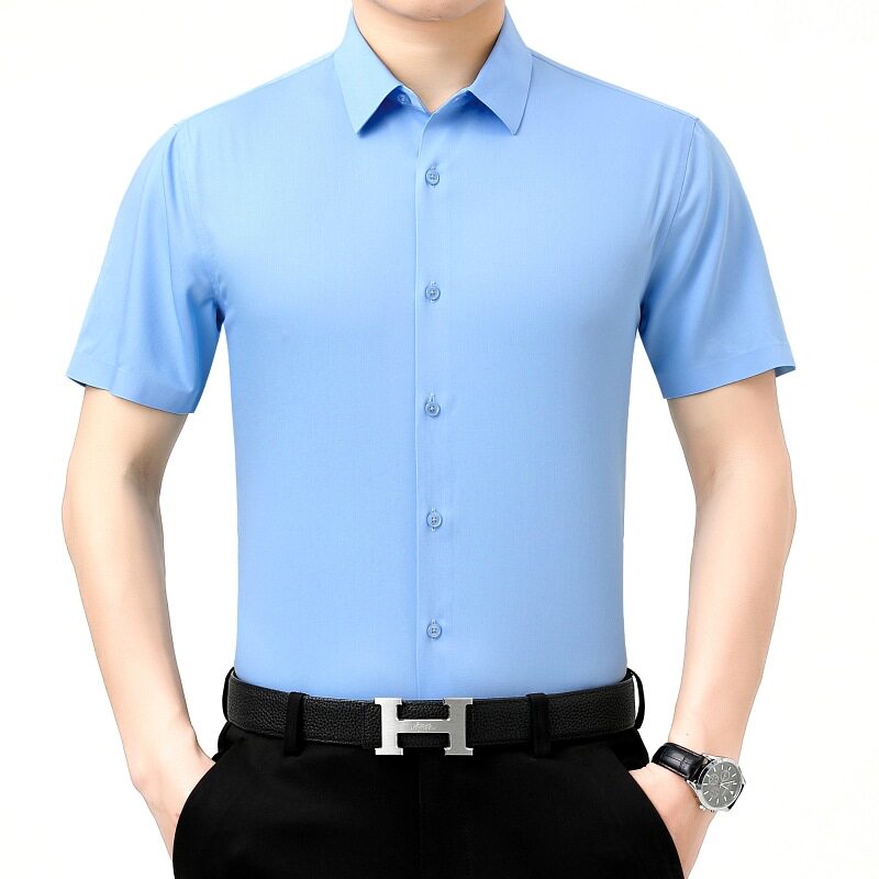 织造局男士桑蚕丝衬衫商务休闲职业百搭男式工作服免烫抗皱男装衬