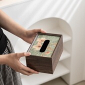 中式 木质轻奢纸巾盒家用客厅茶几高级纸盒高档酒店桌面收纳盒餐厅