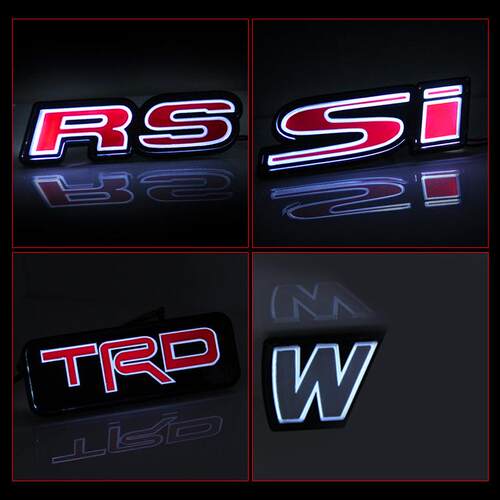 适用于汽车改装TRD标/SI标/M标/RS带灯LED发光中网灯标改装标车标