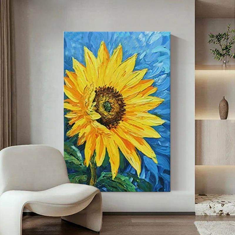 客厅纯手绘油画梵高向日葵玄关装饰画美式植物花卉肌理画世界名画,纺织面料/辅料/配套,纺织机械配件,淘宝优惠券,粉丝福利购,淘宝优惠卷