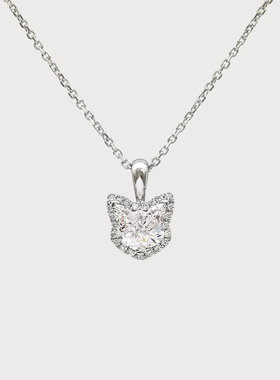ICEWALD真冶宠物猫耳甜心18K金猫钻石吊坠 情人节/新年礼物