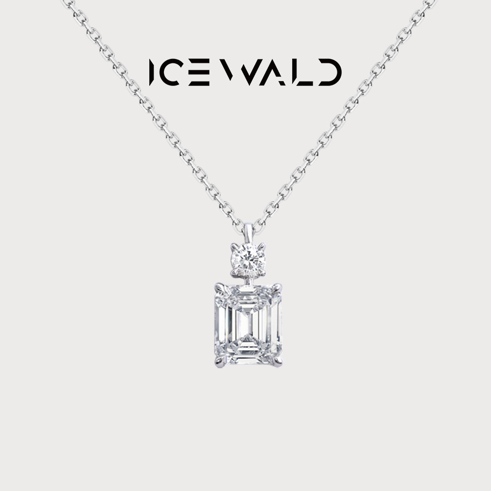 ICEWALD/真冶18K金 香水瓶1克拉祖母绿切钻石项链 设计感锁骨链