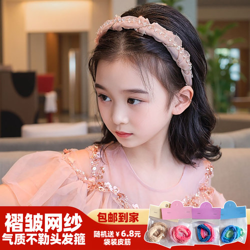 韩版超仙网纱褶皱发箍