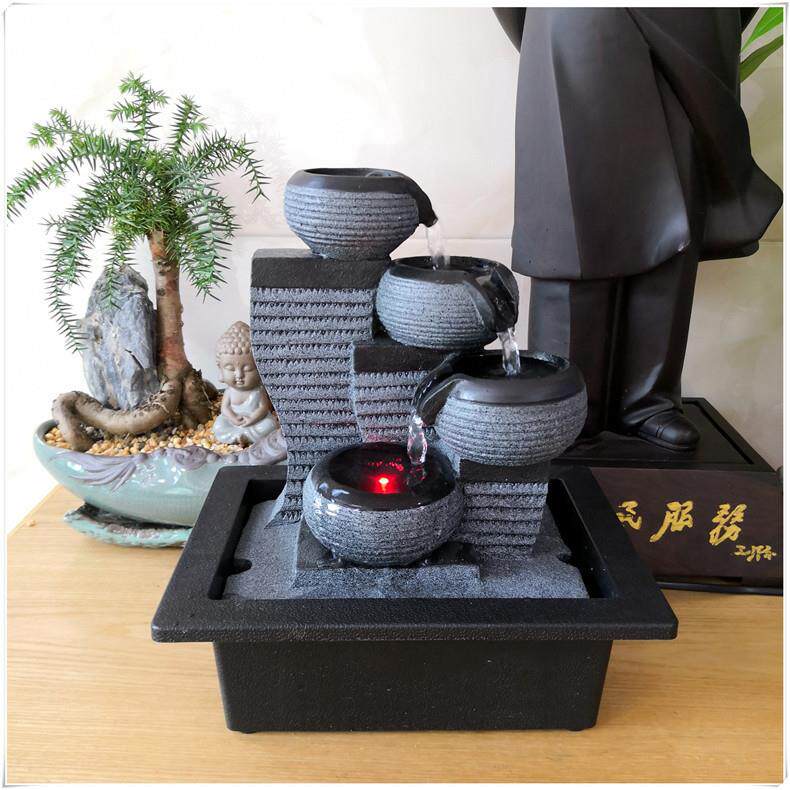 跨境 流水喷泉摆件厂家直销办公桌面树脂工艺品家居饰品产地货源