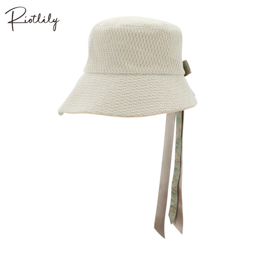 Riotlily/艾特里里城市之秋系列帽子米色蝴蝶结渔夫帽秋选臻品