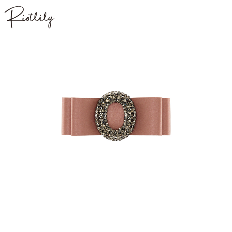 Riotlily艾特里里双层蝴蝶结豆沙粉锆石发夹送女友礼物中秋礼物