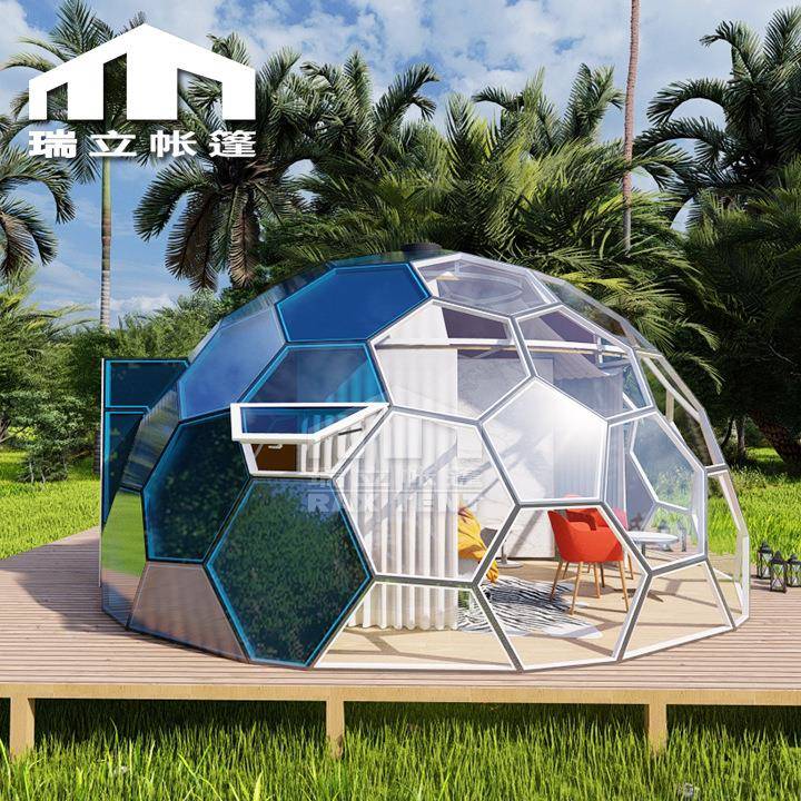 5景区球蜂玻璃泡泡屋酒店 半形遮阳防晒A21062星空房民窝宿现货