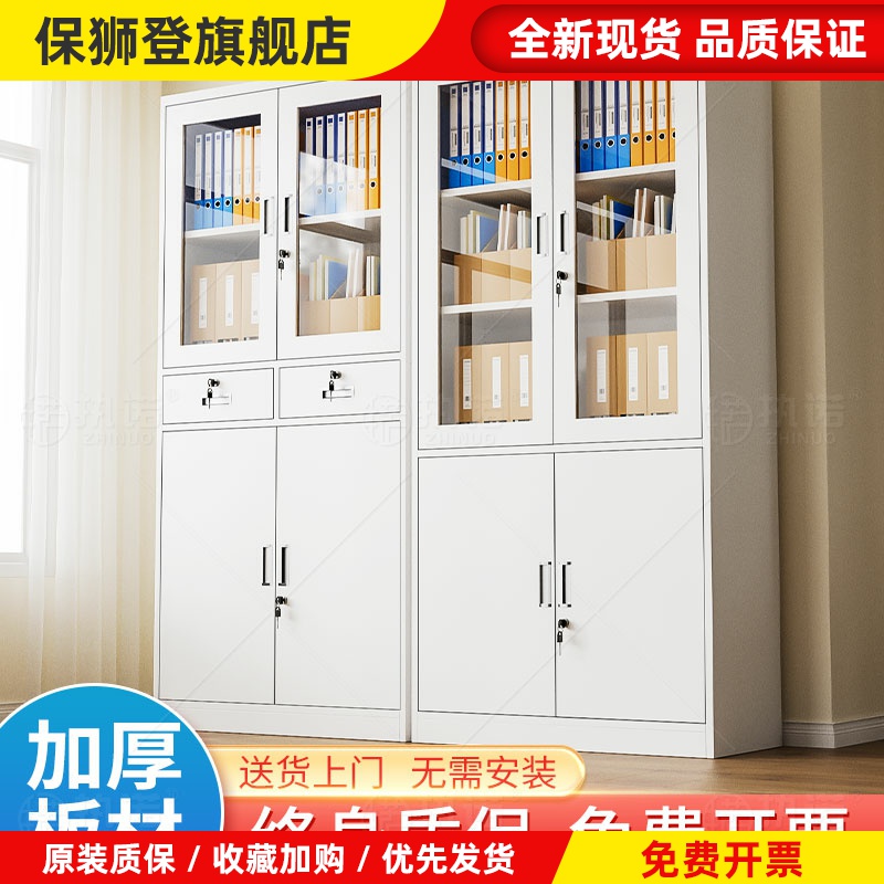 铁皮文件柜档案柜书柜带锁办公室柜子储物柜财务凭证资料柜矮柜