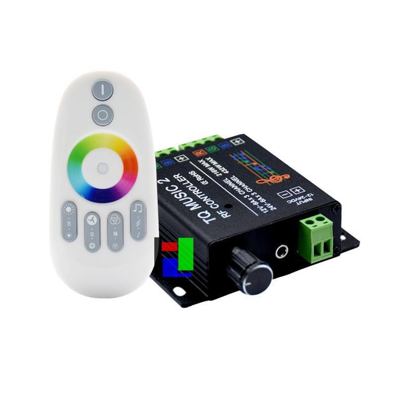 LED七彩灯带音乐控制器 RF射频触摸遥控调光器 12VRGB音频声控器