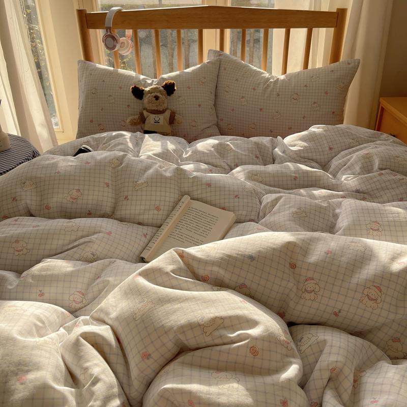 A类全棉双层纱四件套纯棉被套床单田园风斜纹全棉四件套卡通印花,纺织面料/辅料/配套,纺织机械配件,淘宝优惠券,粉丝福利购,淘宝优惠卷