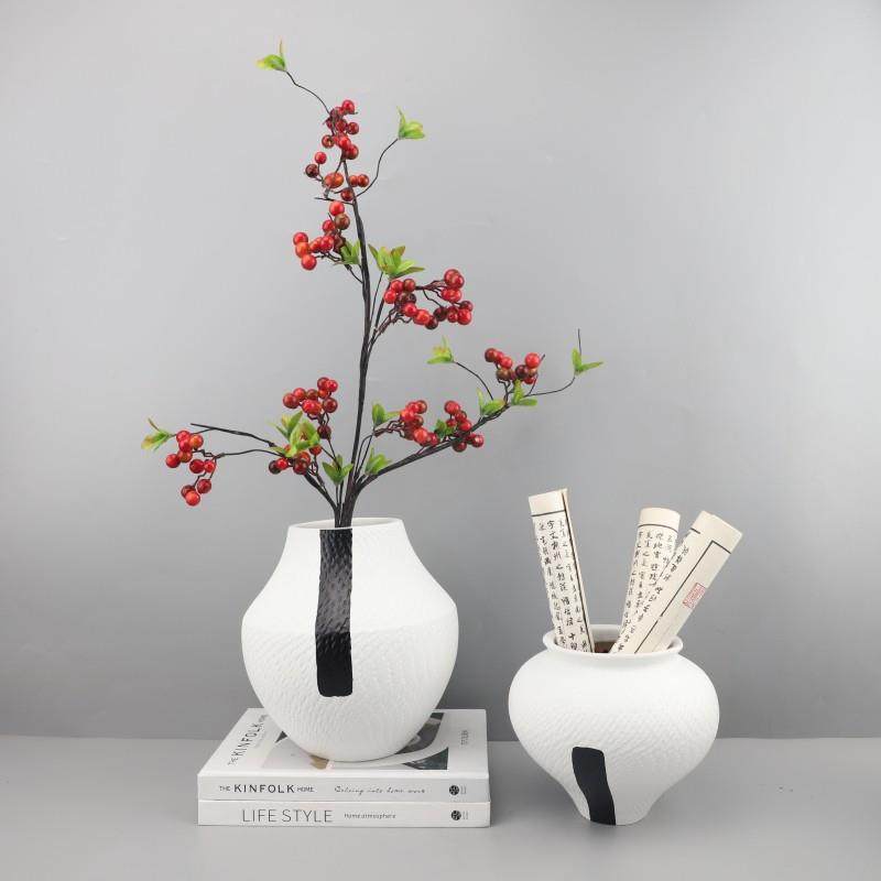 现代简约黑白圆肚树脂干花插花花器摆件客厅餐厅电视柜家居装饰品,纺织面料/辅料/配套,纺织机械配件,淘宝优惠券,粉丝福利购,淘宝优惠卷