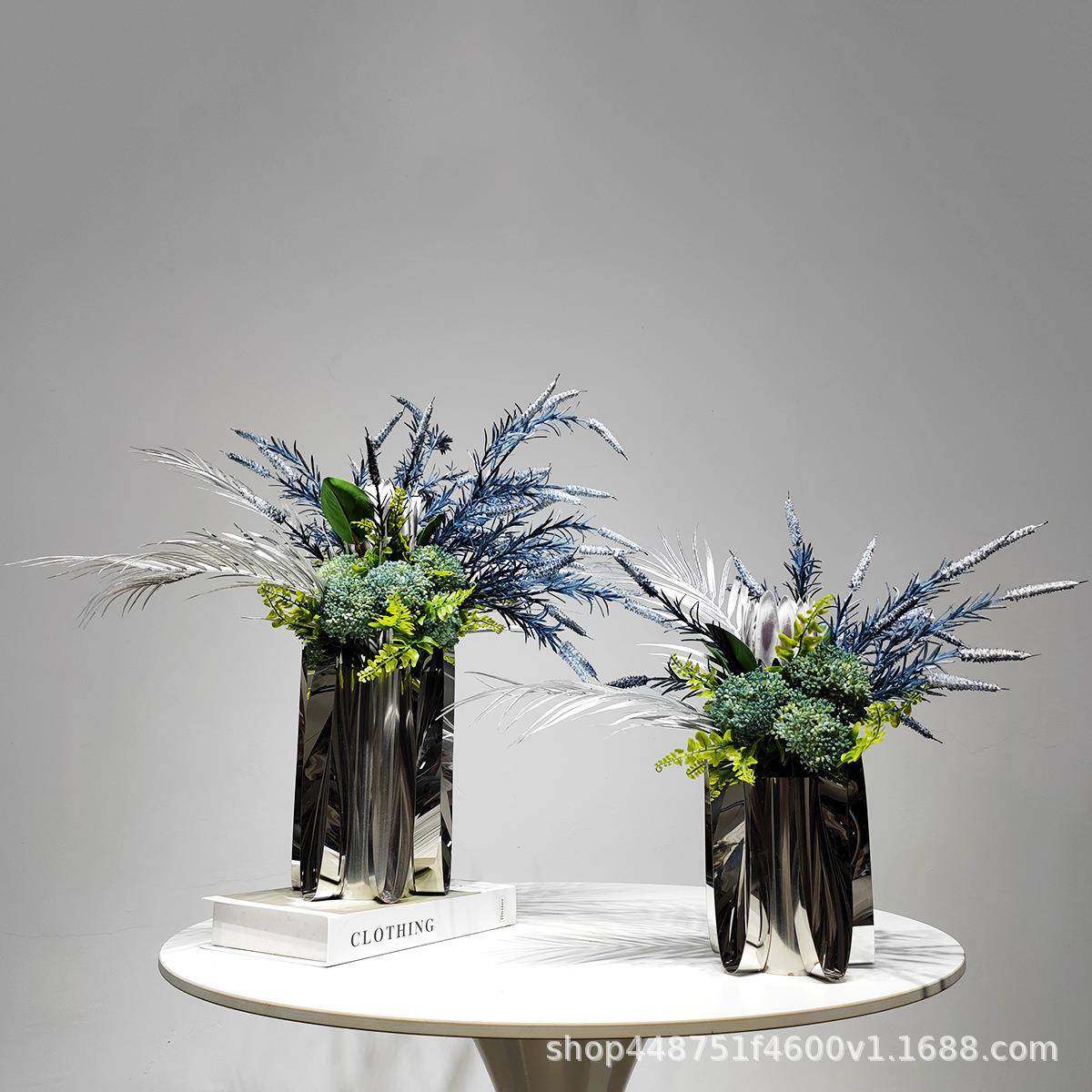 现代轻奢不锈钢花器仿真花艺盆景轻奢样板房茶几餐桌假花装饰摆件,机械设备,其他机械设备,淘宝优惠券,粉丝福利购,淘宝优惠卷