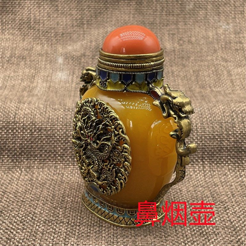 古典鼻烟壶民间特色工艺品鼻壶怀旧内画老式铜壶古玩老鼻烟壶把玩