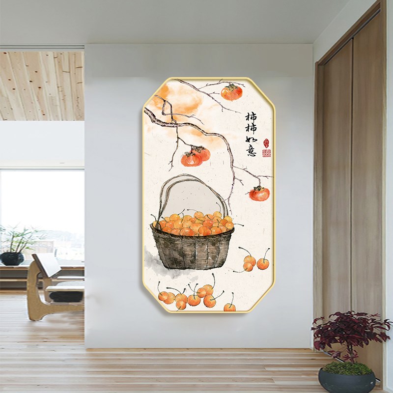 新中式寓意好的玄关画进门入户门正对墙挂画轻奢高级感艺术入门