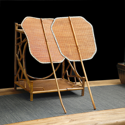 纯手工竹编扇子芭蕉扇云锦布包边夏季纳凉蒲扇复古大漆筇竹青篾扇