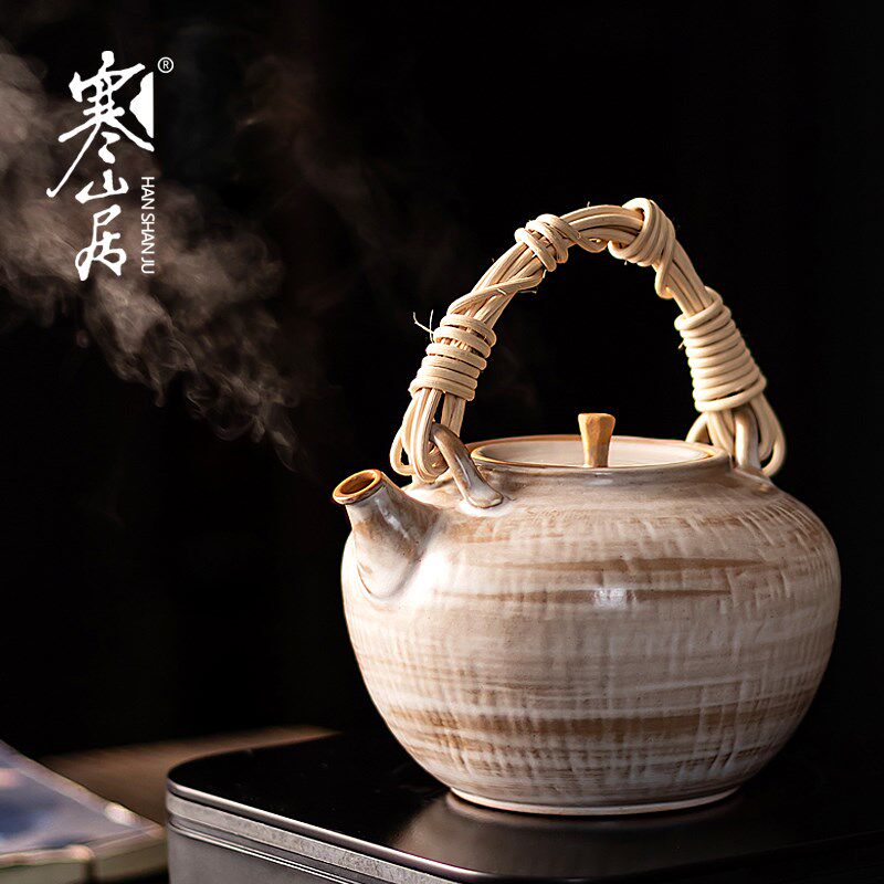寒山居纯手工煮茶壶藤编提梁烧水汤沸养生壶电陶炉炭壶