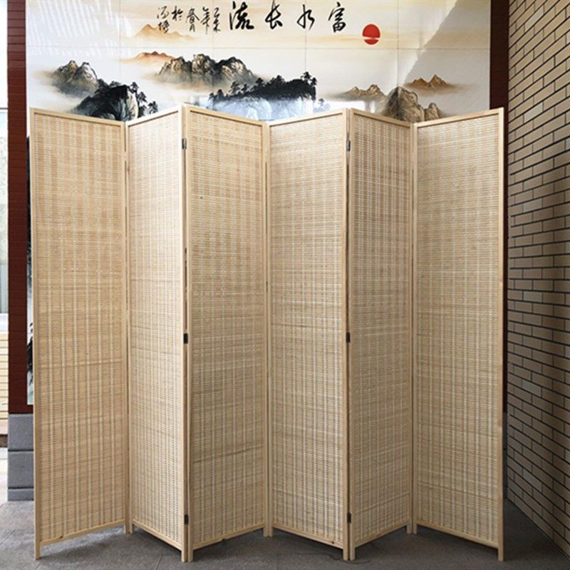 实木竹编屏风环保屏风草编折屏客厅卧室办公室试衣间