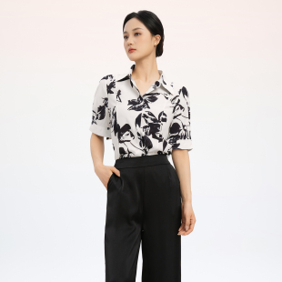 衬衫 木兰缪斯拉蒂寇资2026春夏季 上衣印花设计感短袖 商务短款 新款