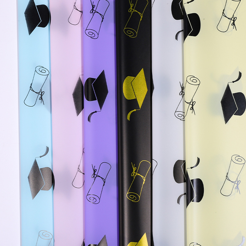 毕业季高考博士帽鲜花包装纸花艺