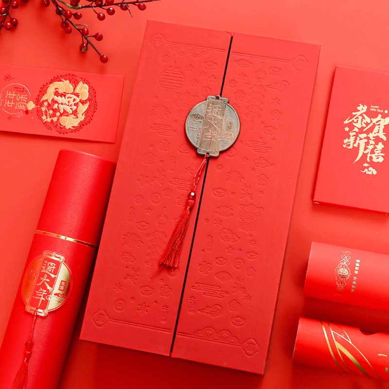 2026马年对联福字门联大礼包植绒面春节春联礼盒套装加印烫金log