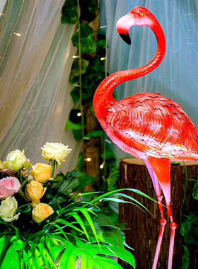 婚庆道具铁艺火烈鸟 商场橱美陈露台园布置 森系婚礼装饰