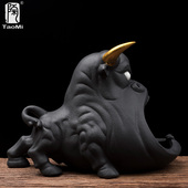 陶迷创意卡通牛烟灰缸防飞灰车载客厅大容量陶瓷烟缸家居