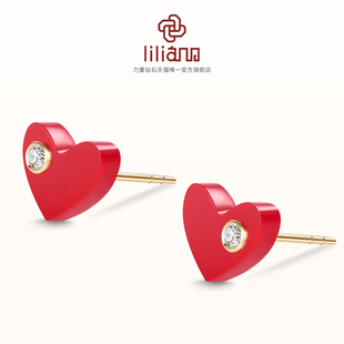 力量钻石14K黄金色镶培育钻耳环女圣诞节礼物生日本命年女士礼物