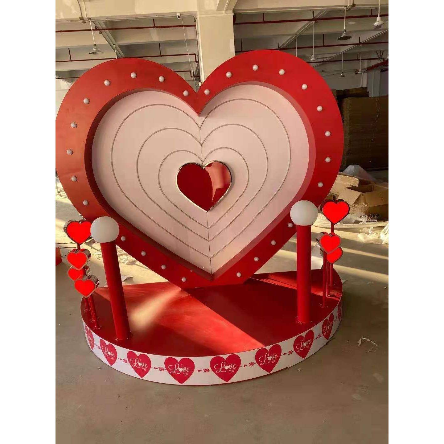 2sski0灯爱心装光饰网的红爱爱心电灯灯美陈互动拍5照装发万棵松