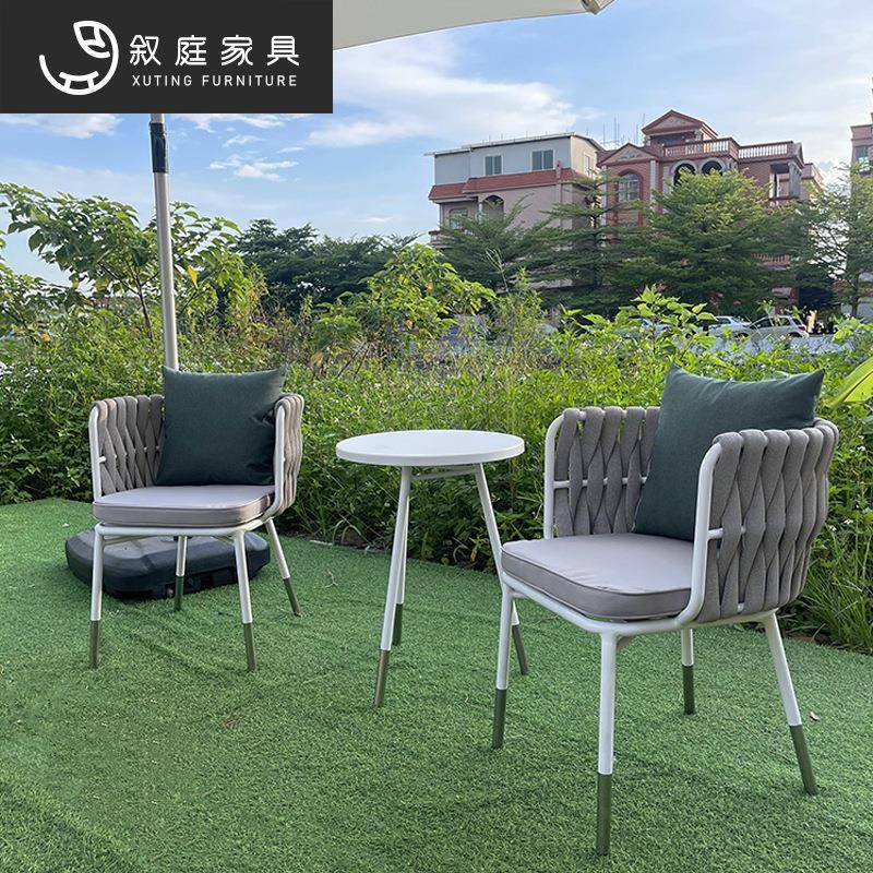 户合绳编桌椅22-6-28-客厅咖啡厅酒店小茶几子椅组防水防晒外室外