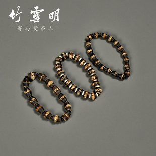 竹雪明|天然紫竹鞭手串 紫竹根手把件文玩实心竹手串盘玩竹子手串