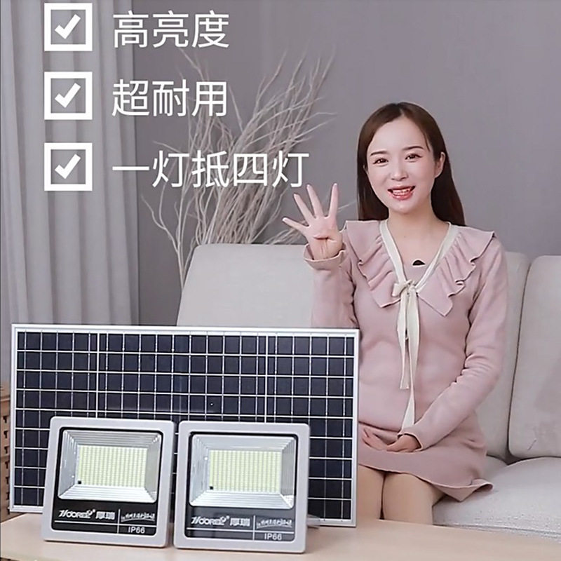 太阳能人体感应一拖二投光灯