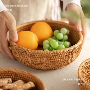 厂家直销手工藤编水果篮越南竹编收纳筐托盘客厅水果盘草编织筐家