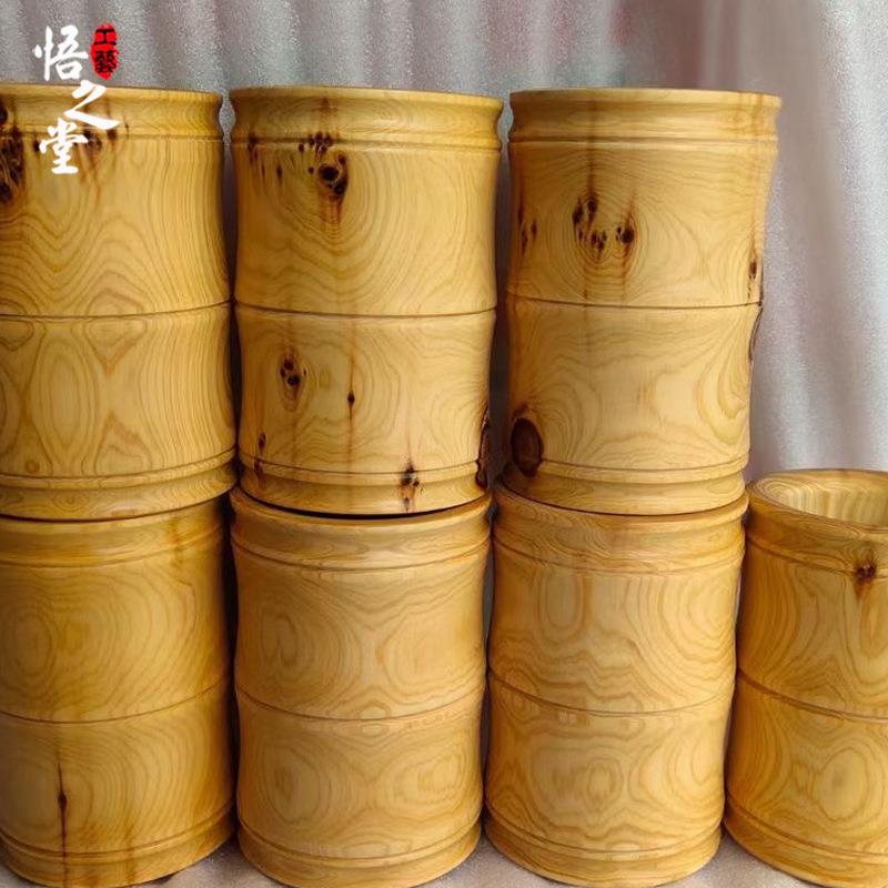 崖柏木质笔筒学生老师桌面收纳笔筒 木雕素面笔筒桌面摆件可刻字