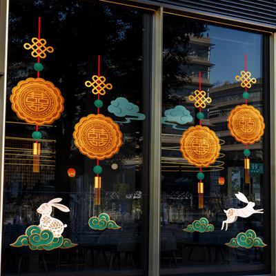 中秋佳珠宝店门场景饰商场橱静电布置氛围