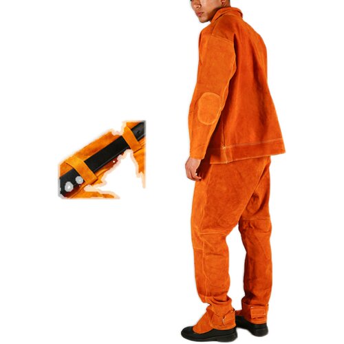牛皮电焊工作服电焊围裙焊工防护备防护服阻燃隔热防烫