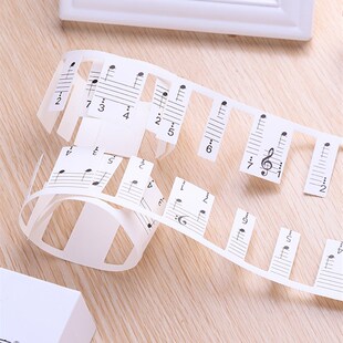 免粘钢琴键盘纸键琴五线谱简谱电子琴键盘音标音符纸