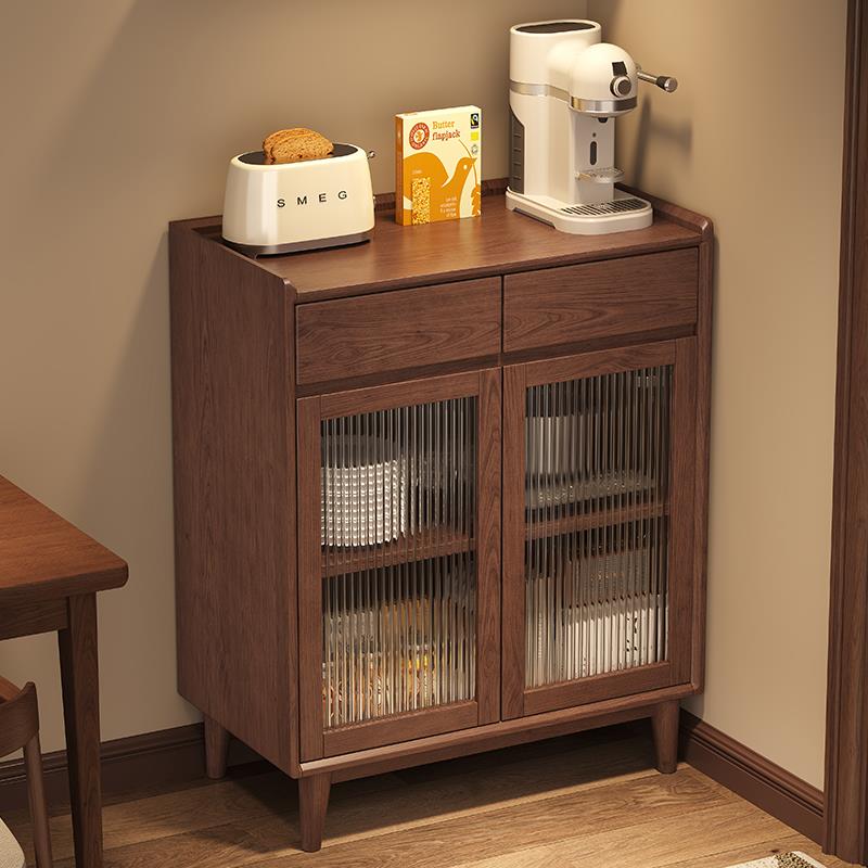 全实木餐边柜靠墙一体储物柜茶水柜家用厨房橱柜酒柜客厅小置物柜