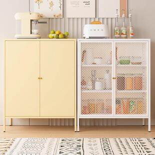 铁艺餐边柜酒水茶水简约客厅铁皮置物柜厨房餐具家用展示收纳柜子