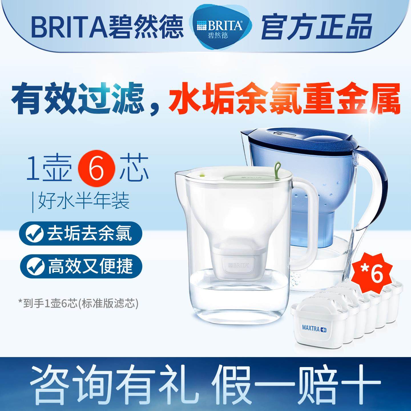 碧然德净水壶过滤器家用自来水净水器厨房去垢德国brita过滤水壶