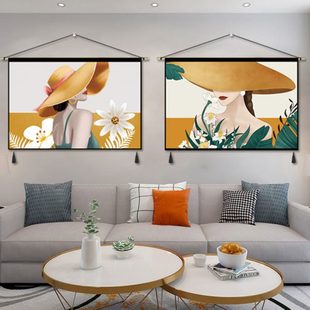 饰画挂布北欧美女人物沙发背景墙布艺挂画抽象挂毯 现代简约客厅装