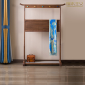 铜木义千里江山北美桃实木落地衣架新复古文艺衣帽架子