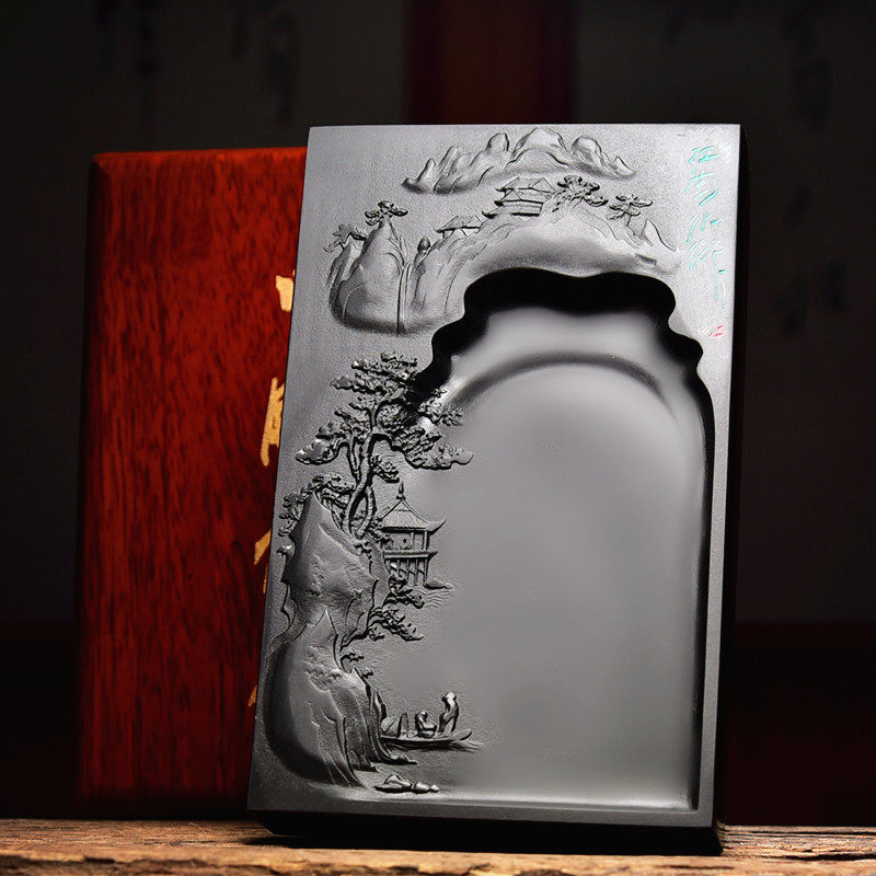 精品珍藏礼品天然安徽歙县老坑黑龙尾歙砚端砚国画创作研磨墨块墨