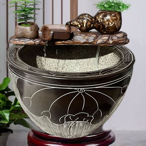 鱼缸造景流水葫芦流水罐口增氧饰品水景观