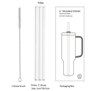 适用于STANLEY Tritan可重复使用吸管12英寸加长保温杯清洁刷套装