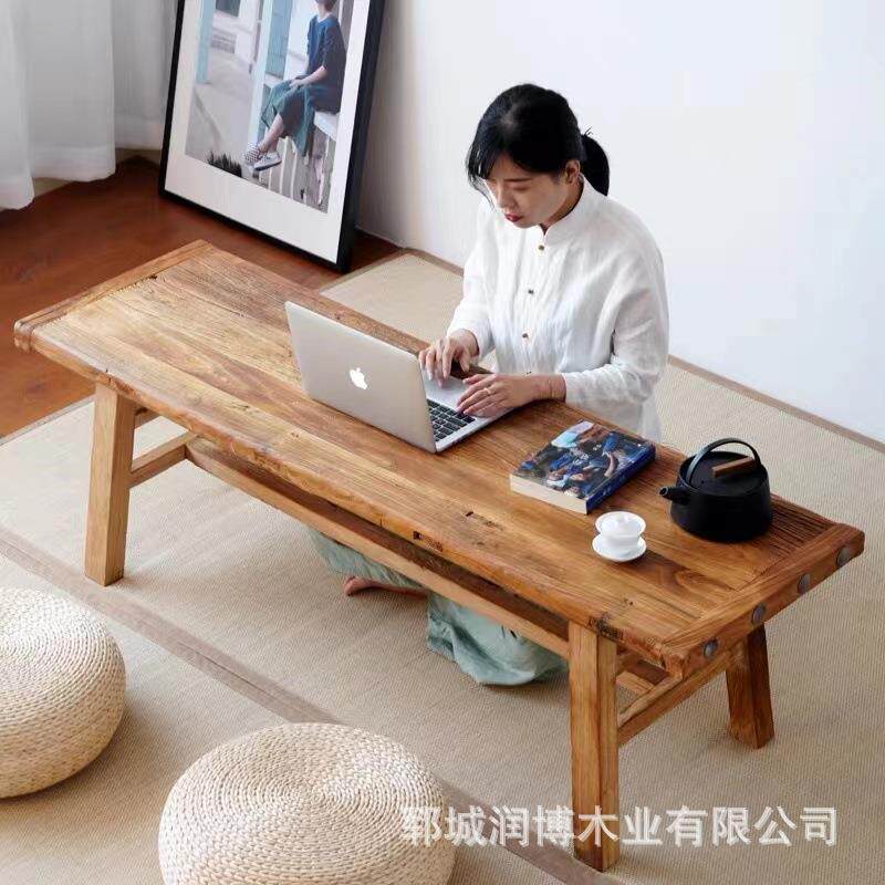 实木日式榻榻米茶几 老榆木茶桌日式炕桌飘窗小桌子炕几地台