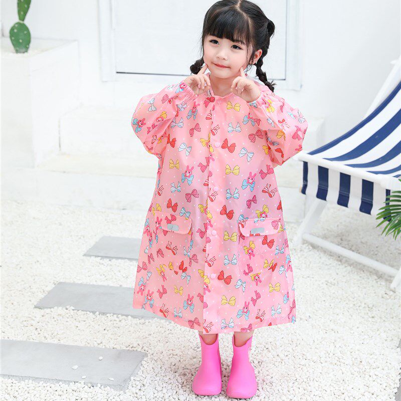 出口日男女宝宝幼儿园学生连体雨衣雨披带书包位帽檐