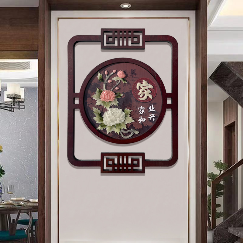 客厅饰画沙发背景墙浮雕画新入户玄关走廊挂画树脂仿玉雕画